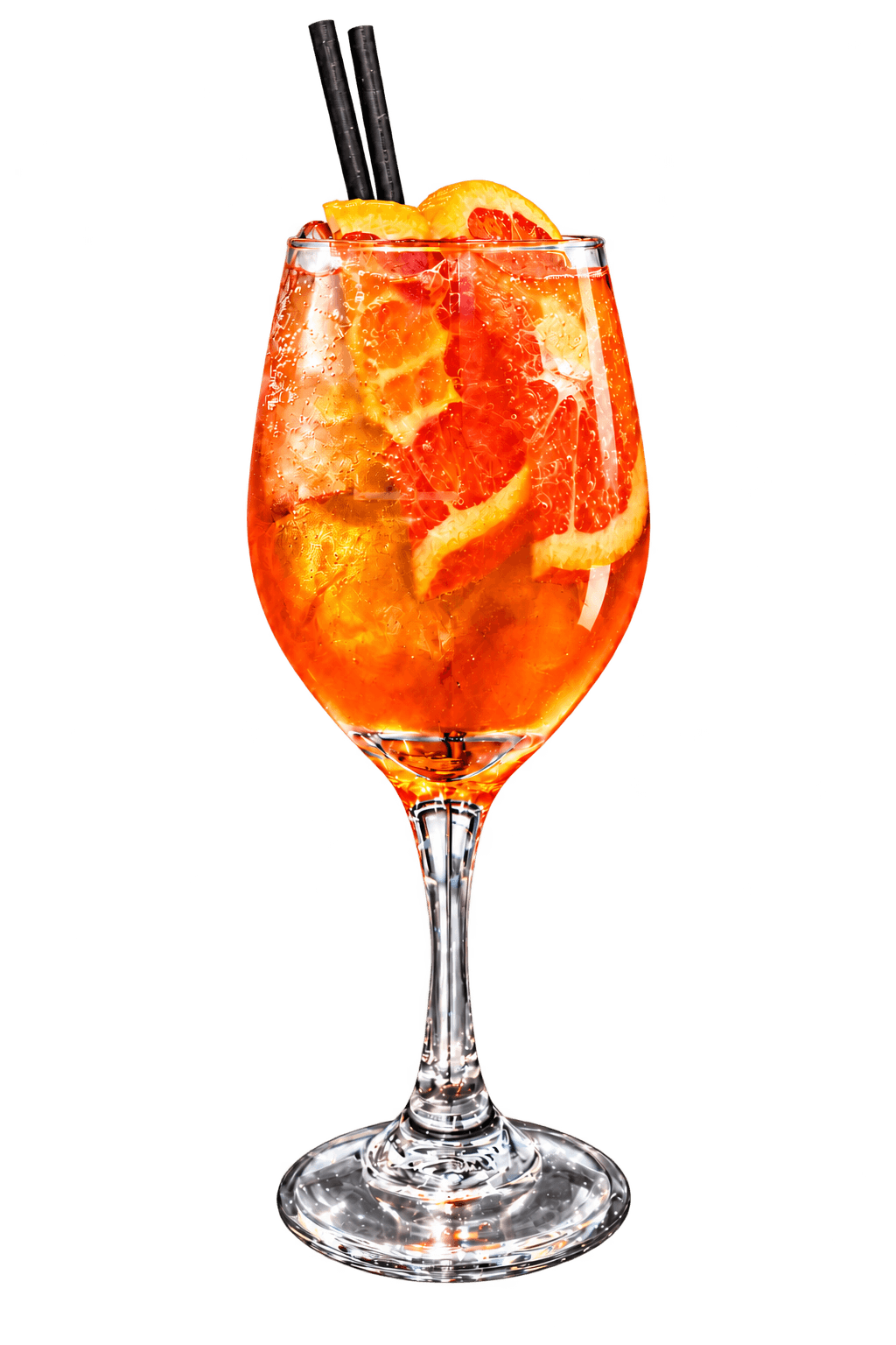 Aperol Spritz with orange garnish.